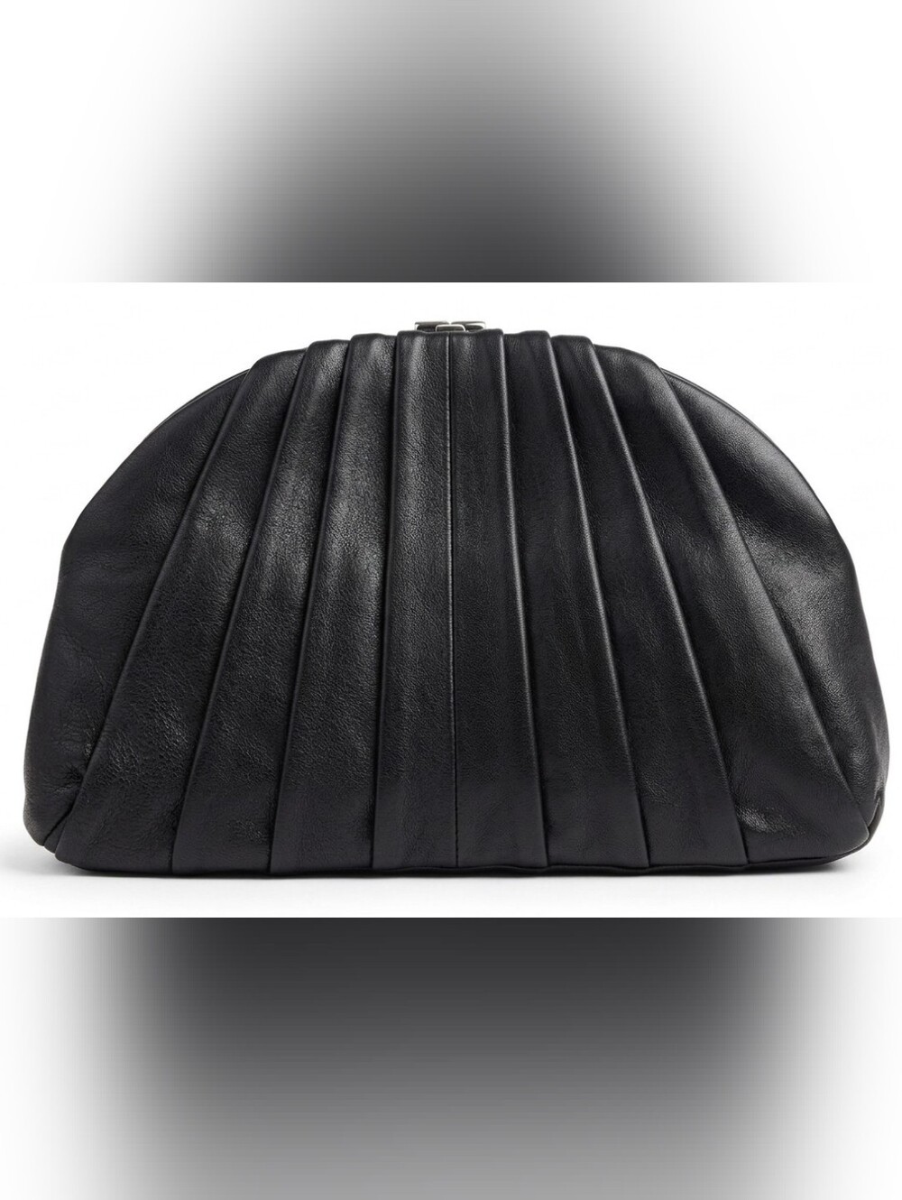 Kooba Vintage Fan-pleated Black Leather Clutch Evening Bag